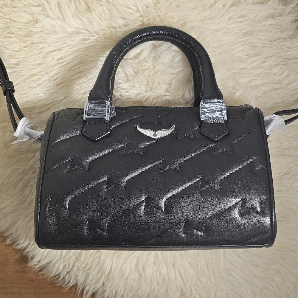Zadig & Voltaire Black Quilted Satchel with Silver Emblem
